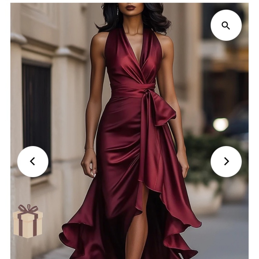 Chic Burgundy Satin High-Low Dress